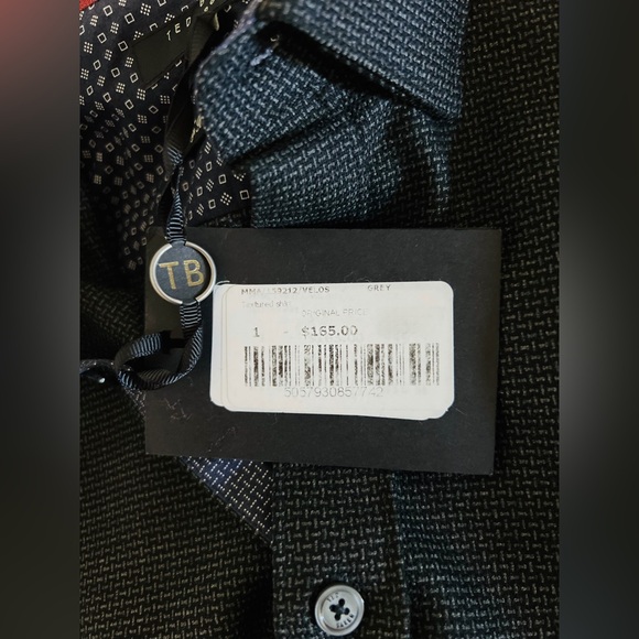Ted Baker NWT Velos Textured Geo Print Slim Fit Button Down Shirt in Grey XS / 1 - Picture 8 of 8